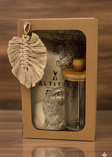 Kit Café Altitud con prensa francesa y llavero Atípica